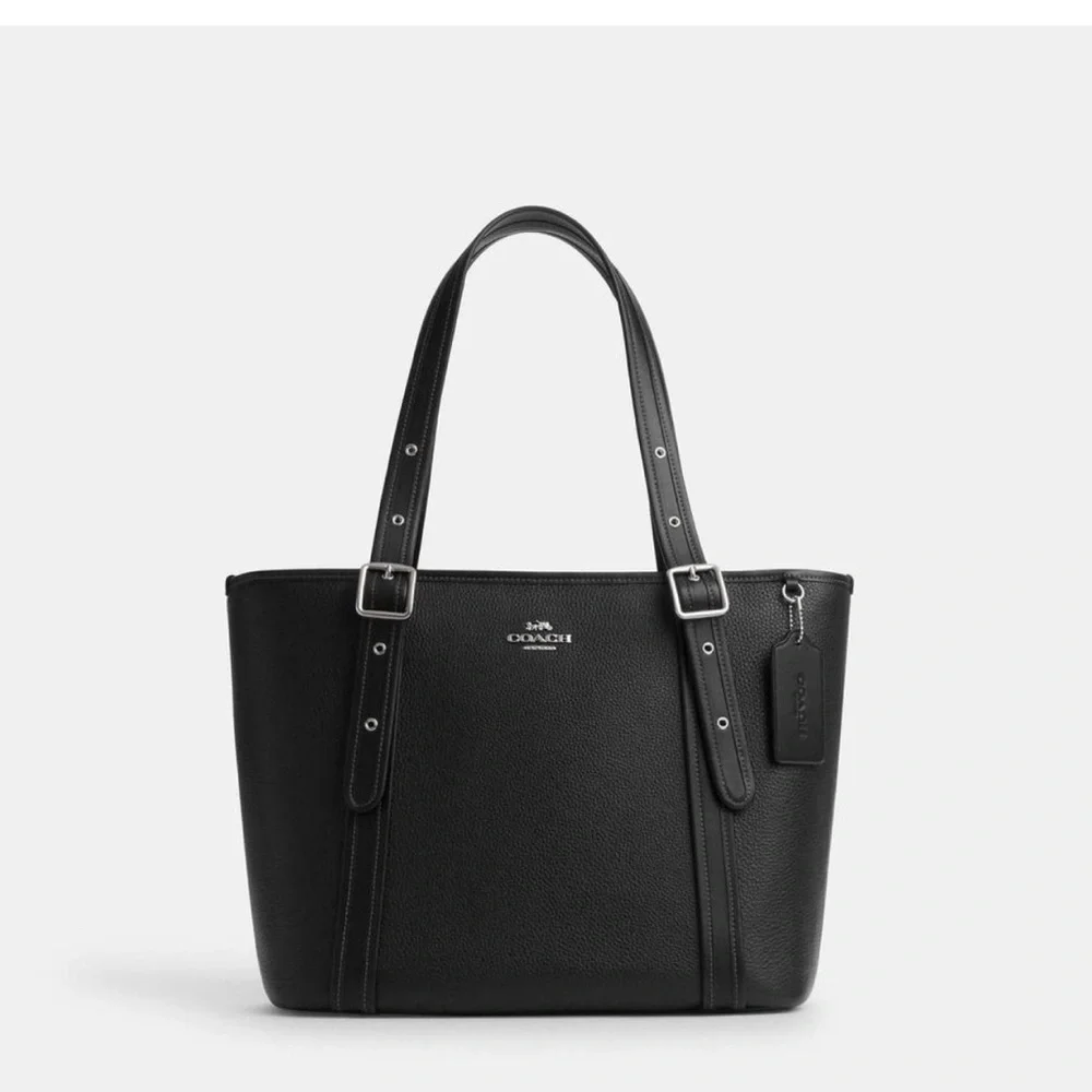 Coach Black Pebbled Leather Tote - Picture 1 of 10